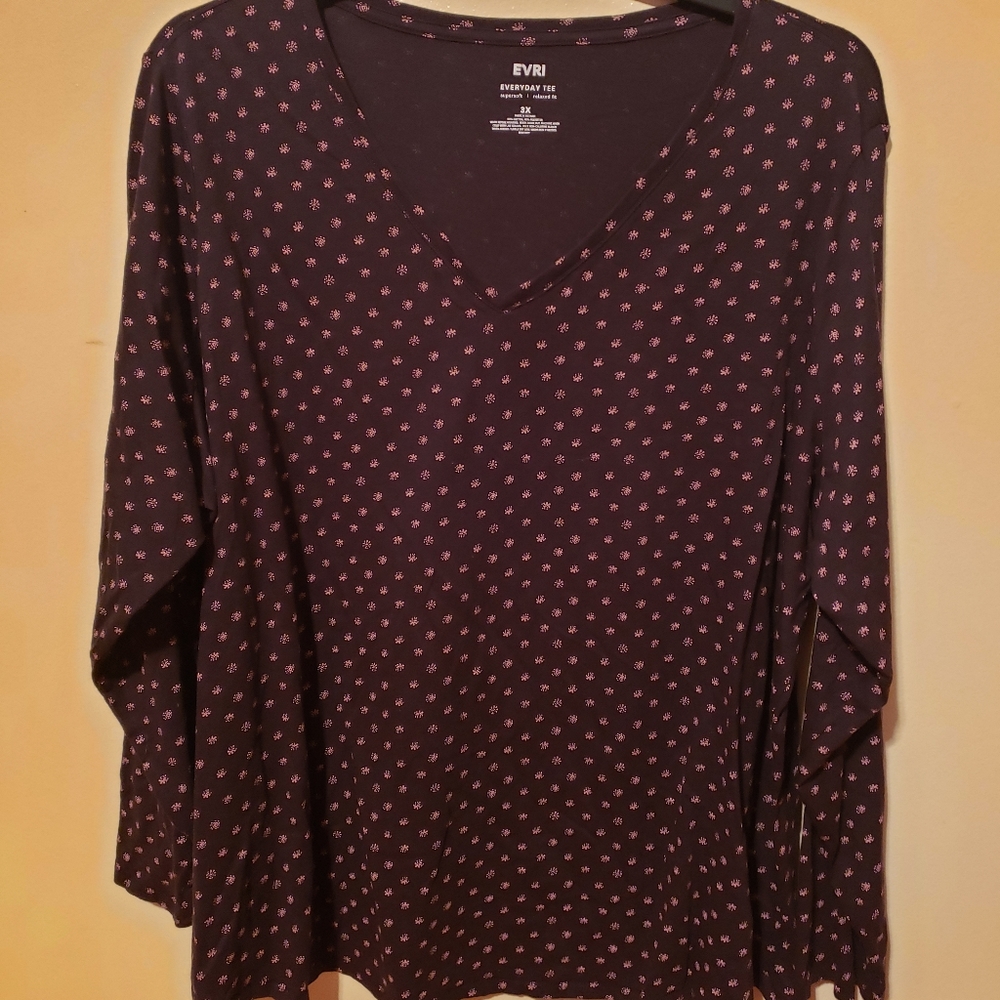 Evri brown long sleeve v neck top